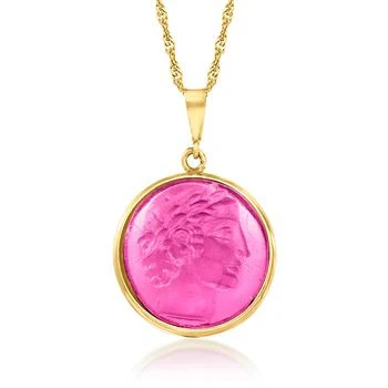 Ross-Simons | Ross-Simons Italian Pink Venetian Glass Apollo Pendant Necklace in 18kt Gold Over Sterling,商家Premium Outlets,价格¥2206
