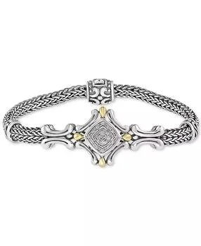 Effy | EFFY® Diamond Cluster Antique-Look Bracelet (1/10 ct. t.w.) in Sterling Silver & 18k Gold,商家Macy's,价格¥3853