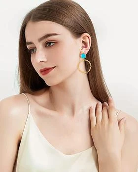 Liv Oliver | 18k Gold Turquoise Sunshine Hoop Earrings,商家Premium Outlets,价格¥1859
