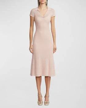 Ralph Lauren | Cap-Sleeve Crochet Knit Midi Polo Dress 