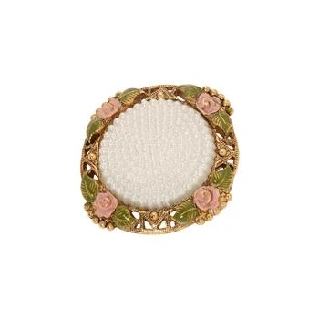 2028 | Imitation Pearl Pink Enamel Flower Round Brooch,商家Macy's,价格¥509