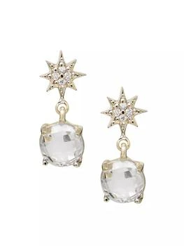Anzie | Aztec North Star 14K Yellow Gold, Clear Topaz & 0.04 TCW Diamond Drop Earrings,商家Saks Fifth Avenue,价格¥4314