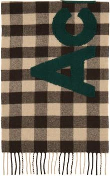 Acne Studios | Brown & Green Check Logo Scarf 独家减免邮费