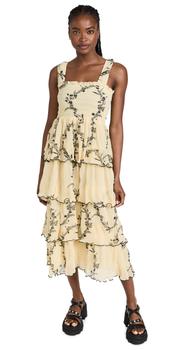 ganni floral pleated shirtdress, Ganni | GANNI 裥褶乔其纱商品图片 