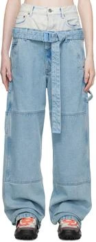 Off-White | Blue Double Over Jeans 1.9折, 独家减免邮费