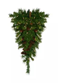 推荐30 Inch Pre-Lit Dakota Red Pine Artificial Christmas Teardrop Swag - Clear Dura Lights商品