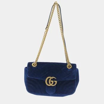 推荐Gucci Navy Velvet GG Marmont shoulder bag商品