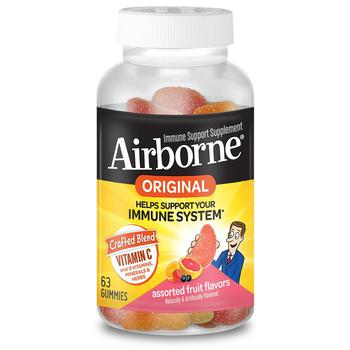 Airborne | Vitamin C, E, Zinc, Minerals & Herbs Immune Support Supplement Gummies Assorted Fruit商品图片,第2件5折, 满$40享8.5折, 满折, 满免