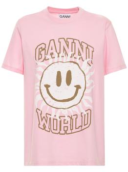 Ganni | Basic Smiley Relaxed Jersey T-shirt商品图片,额外7.5折, 额外七五折