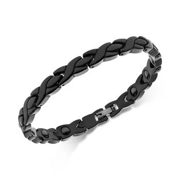 Men's Black-Tone Stainless Steel Crisscross Link Bracelet,价格$66.65