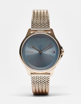 推荐Tommy Hilfiger Delphine mesh strap watch in rose gold商品