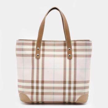 burberry托特包, [二手商品] Burberry | Burberry Light Pink/Beige Nova Check Coated Canvas And Leather Tote商品图片 6.6折