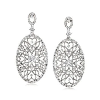 Ross-Simons | Ross-Simons Diamond Floral Filigree Drop Earrings in 14kt White Gold 7.6折, 独家减免邮费