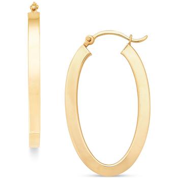 商品Macy's | Polished Square Tube Oval Medium Hoop Earrings in 14k Yellow Gold and 14k White Gold,商家Macy's,价格¥2673图片