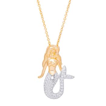 Macy's | Diamond Accent Mermaid Pendant 18" Necklace in Gold Plate商品图片,5折, 独家减免邮费