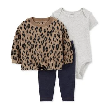 Carter's | Baby Girls Leopard Faux-Sherpa Top, Bodysuit and Pants, 3 Piece Set 3.4折