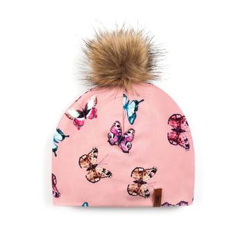 商品Deux Par Deux | Printed Detachable Pompom Hat Pink Watercolor Butterflies,商家Verishop,价格¥108图片