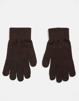 ASOS | ASOS DESIGN touch screen gloves in polyester in chocolate,商家ASOS,价格¥62