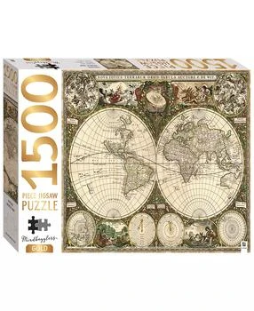 Mindbogglers | Gold-Tone Foil 1500-Piece Jigsaw Puzzle Vintage-Like World Map Jigsaws For Adults Deluxe Jigsaw Puzzles 33" x 26" intricate Puzzles Advanced Jigsaws Hobbies,商家Macy's,价格¥120