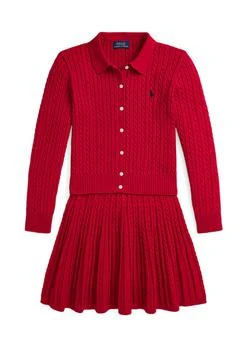 Ralph Lauren | Lauren Childrenswear Girls 7 16 Cotton Polo Cardigan Skirt Set,商家Belk,价格¥593