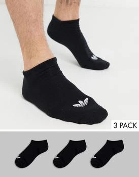 推荐Adidas Originals 3 pack trainer socks in black商品
