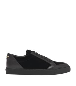 burberry鞋, Burberry | Leather Velvet-Panel Sneakers商品图片 