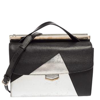 推荐Fendi Black/Silver Leather Small Demi Jour Top Handle Bag商品