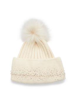 推荐Embellished Faux Fur Pom Pom Beanie商品