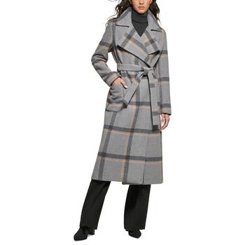DKNY | Women's Plaid Maxi Wrap Coat商品图片,6折