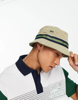 推荐Lacoste stripe bucket hat in beige商品