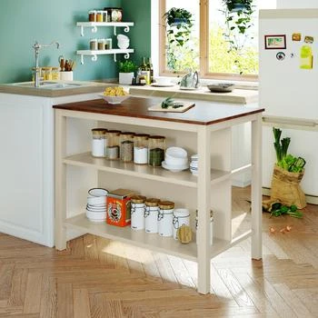 Simplie Fun | Solid Wood Rustic 45" Stationary Kitchen Island,商家Premium Outlets,价格¥3455