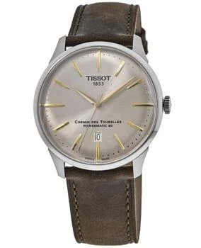 推荐Tissot Chemin Des Tourelles Powermatic 80 Ivory Dial Leather Strap Men's Watch T139.407.16.261.00商品