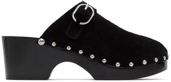 Paco Rabanne是什么牌子, Paco Rabanne | Black Suede Clogs商品图片 