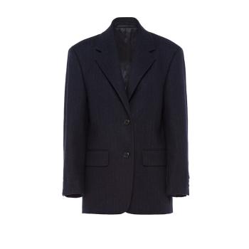 Prada | 【预售3-7天】PRADA/普拉达 21年秋冬 女士深蓝色优雅单排扣细条纹法兰绒外套P599L_1ZM3_F0008_S_212商品图片,7.9折, 包邮包税