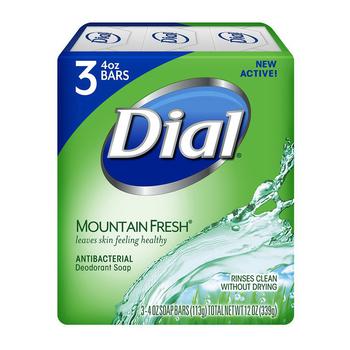 商品Dial Clean And Refresh Antibacterial Deodorant Bar Soap,Mountain Fresh 4 Oz - 3 Bars / Pack,商家MyOTCStore,价格¥20图片
