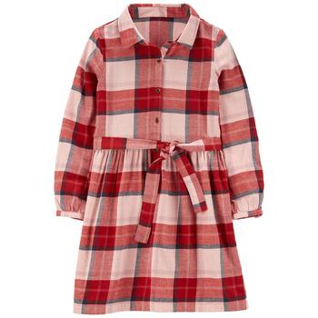 Carter's | Little Girls Long Sleeve Plaid Print Shirt Dress商品图片,5折
