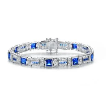 Genevive | Sterling Silver White Gold Plated with Colored Cubic Zirconia Tennis Bracelet,商家Premium Outlets,价格¥913