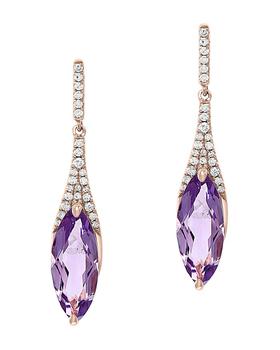 商品Bloomingdale's | Amethyst & Diamond Drop Earrings in 14K Rose Gold - 100% Exclusive,商家Bloomingdale's,价格¥17324图片