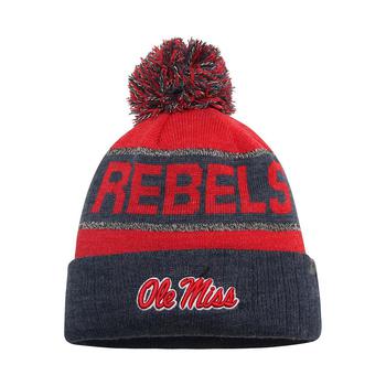 推荐Boys Red Ole Miss Rebels Below Zero Cuffed Knit Hat With Pom商品