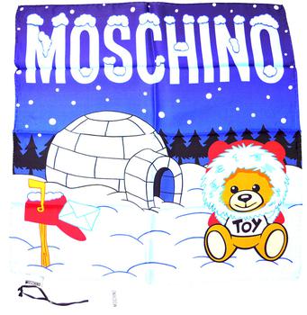 推荐Moschino莫斯奇诺  雪屋主题围巾 - 蓝色商品