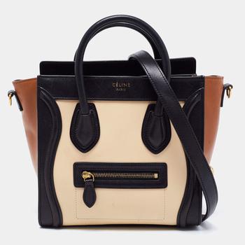 celine nano, [二手商品] Celine | Céline Tri Color Leather Nano Luggage Tote商品图片 8.3折, 满1件减$100, 满减