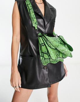 推荐Hvisk Elude wavy shoulder & cross body bag in green snake print商品