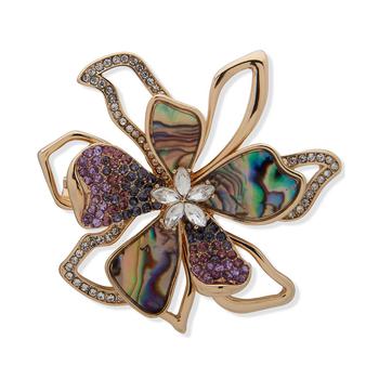 商品Anne Klein | Gold-Tone Crystal & Stone Flower Pin,商家Macy's,价格¥122图片