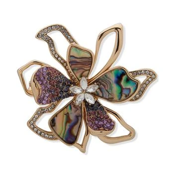 Anne Klein | Gold-Tone Crystal & Stone Flower Pin,商家Macy's,价格¥224