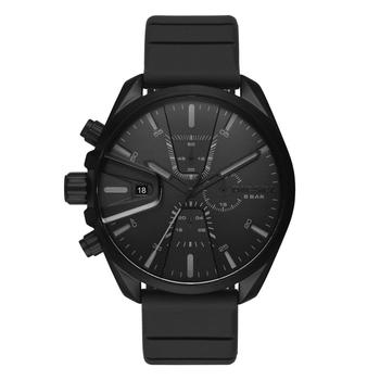 推荐Diesel Mens MS9 Chrono Black Leather Watch商品
