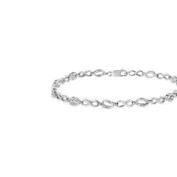 商品.925 Sterling Silver Diamond Accent Alternating Infinity Shape And Pear Shape Link Bracelet图片