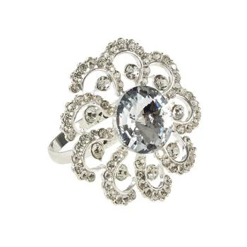 Saro Lifestyle | Jeweled Floral Napkin Ring Set of 4, 1.5" x 1.5",商家Macy's,价格¥577