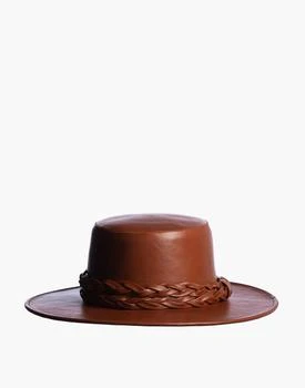 推荐ASN Vegan Leather Cedar Rust Boater Hat商品