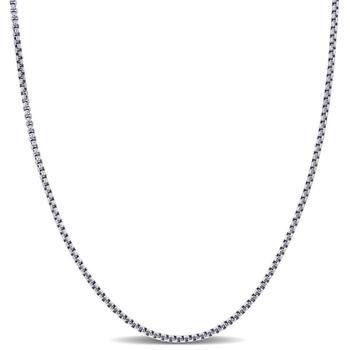 商品1.6mm Hollow Round Box Link Chain Necklace in 10k White Gold - 18 in图片