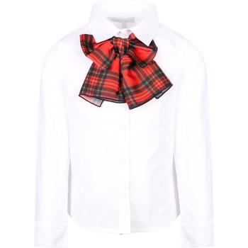 推荐Checkered bow classic shirt in white and red商品